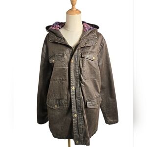 Mountain And Isles Men's Brown Hooded Flannel Lined Utilitu Jacket